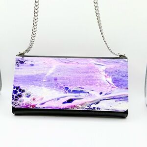 Chic Abstract Purple Clutch with Chain Strap
